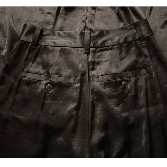 Madewell Women’s 0 Harlow Wide Leg Pant Black Satin High Rise Trouser - Picture 8 of 16